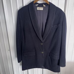 Vintage Anne kleinn II Wool And Cashmere Blazer Size Large Navy